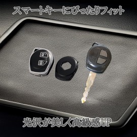 Suzuki Car Key Cover with Carabiner Hook Keychain 2 Buttons Keyless Key Case Compatible with Swift ZC11S ZD11S Escudo TL52W SX4 Splash Ignis FF21S Evry Mazda Scrum DA64W (Black (gold edge))