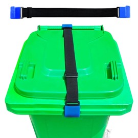 ElasignShopo 1Pcs Trash Can Locks for Animals, Metal Double Claw Adjustable Garbage Lid Straps, Universal Trash Can Lid Lock Strap Outdoor Trash Bin Bungee Cord Belt Rope for Prevents Raccoon Rodent