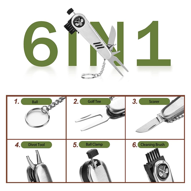 6 in 1 Golf Accessory Bag PU Leather with Tees