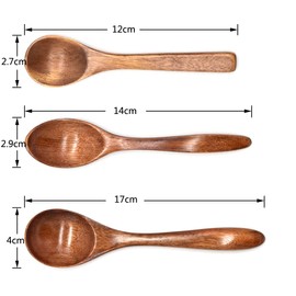 Yueser Wooden Spoon, 3 Pcs Natural Small Wooden Spoons Wooden Kitchen Utensils Sturdy Durable for Coffee Tea Spoon Honey Teaspoon Mixing Stirring Spoon (3 Sizes)