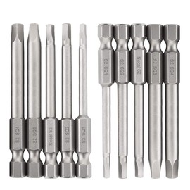Saipor 10PCS Magnetic Square Head Screwdriver Bits Set 1/4'' Hex Shank Square Drive Bit S2 Steel SQ1, SQ2, SQ2.7, SQ3, SQ4 Quick Release Power Tools for Assembling Furniture (65mm Length)