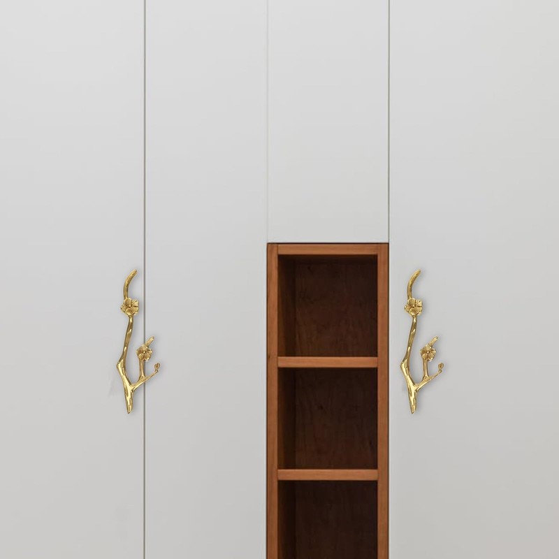 Uonlytech Gold Twig Pulls Brass Cabinet Pull Handle Flower Branch