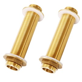 Pack of 2 G3/4 Brass Bulkhead Fitting, 12 cm Male Threaded Pipe Hose Fitting, Water Butt Fitting for Taps, Water Barrels, Water Tanks, Water Towers (G3/4, 12 cm)