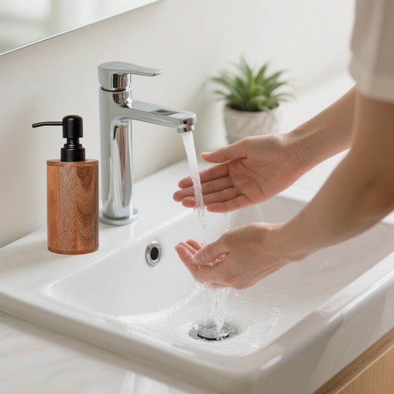 MIGAKU HOME Walnut Wood Soap Dispenser with Pump, Funnel &