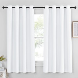 NICETOWN White Room Darkening Curtain for Bedroom 63 inches Long - (50% Blackout) Grommet Thermal Insulated Window Treatment Sound Reducing Drapes for Living Room (1 Panel, W52 x L63)