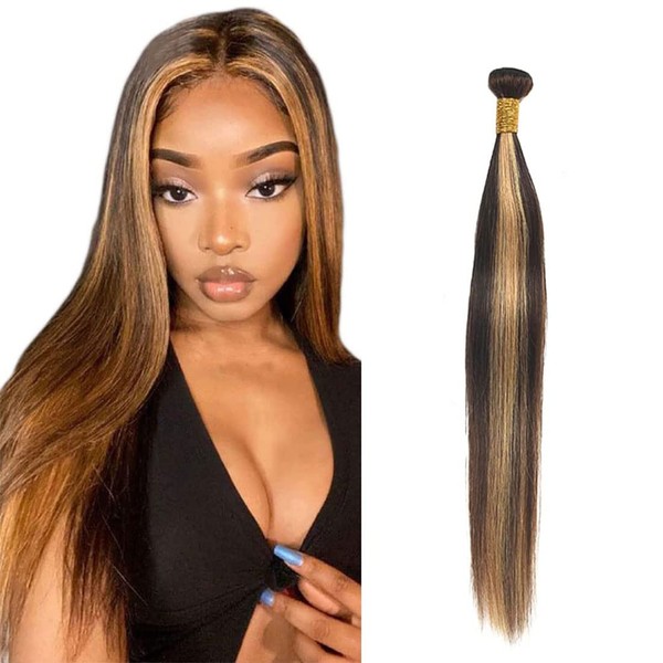 Muaowig P4/27 Straight Human Hair Bundles Highlight Brazilian Remy Hair