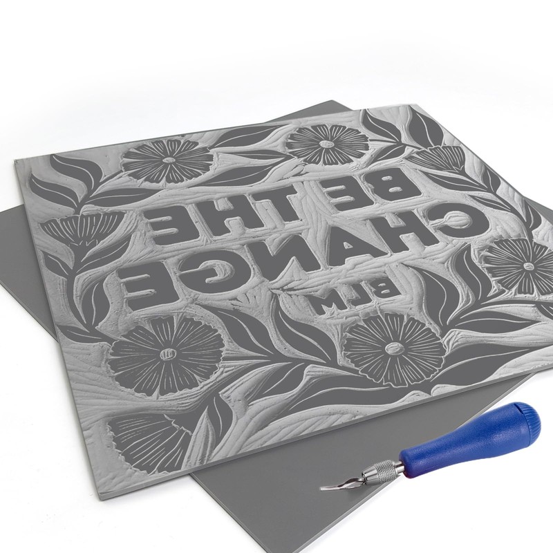 COOZEE Pack of 2 Soft Rubber Linocut Printing Plates, Flat