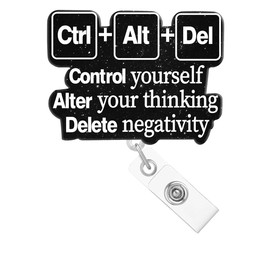 Abamilaka Nursing Badge Reel Retractable Funny Nurse ID Badge Holder with Alligator Clip Control Yourself Alter Your Thinking Delete Negativity Acrylic Name Badge Clip Medical Social Worker