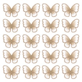 PATIKIL Butterfly Lace Applique, 30pcs Butterfly Patches Lace Fabric Butterfly Applique Patches Embroidery Trim for Clothes Dresses Wedding Craft, 4x5cm, Brown