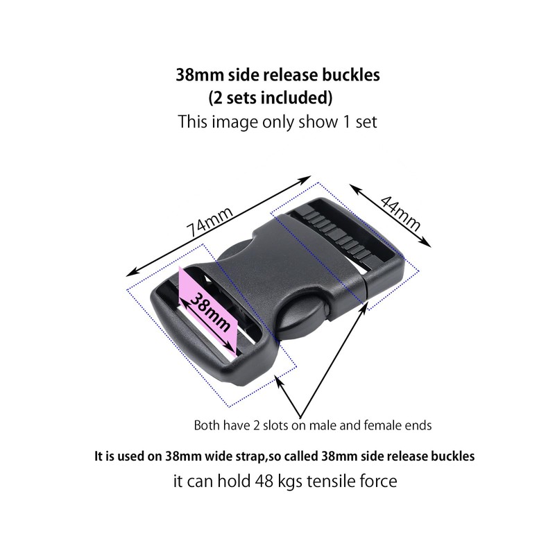 Baikeen Plastic Side Release Buckles,15mm/20mm/25mm/32mm/38mm/50mm Heavy Duty Plastic Buckle Clips
