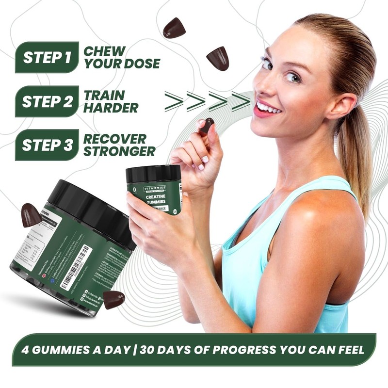 Vitammies Vegan Sugar Free Creatine Monohydrate Gummies for Muscle Gain