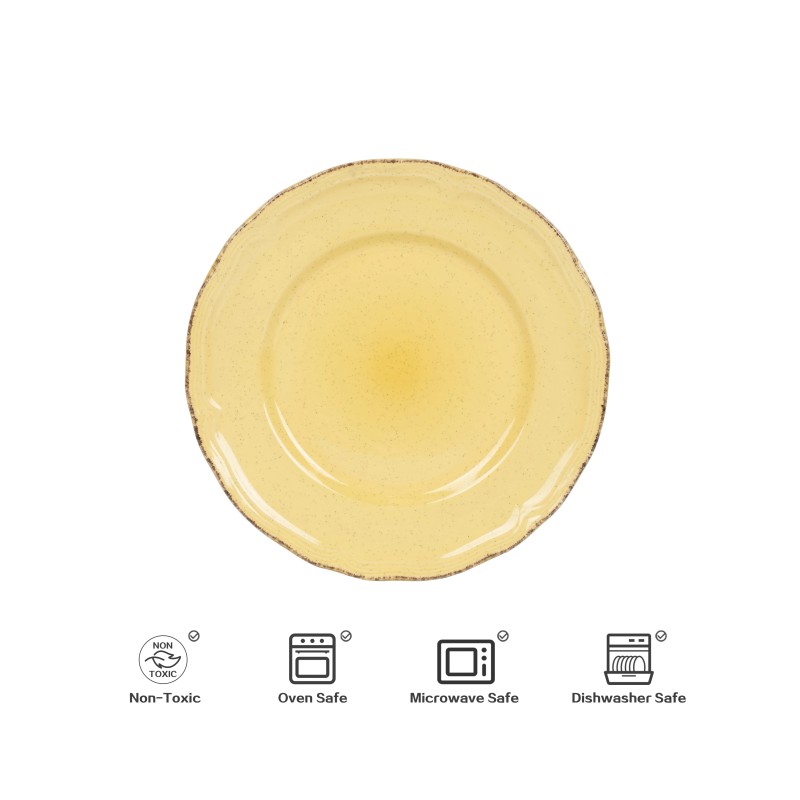 Yellow Color Stoneware Dinnerware Ceramic Dishes Plates Sets Wholesale Classic