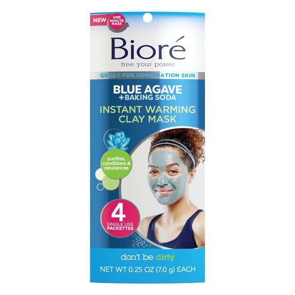 Bioré Blue Agave & Baking Soda Whipped Nourishing Detox Mask, 4 Ounces, Dermatologist Tested, Non-Comedogenic, Oil Free