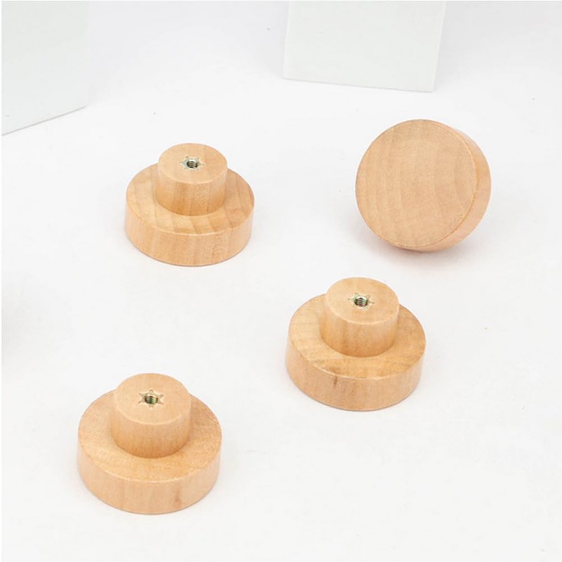 12 Pack Wood Knobs Dresser Knobs Wooden Flat Top Round