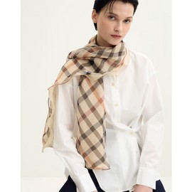 Daks (신세계강남점)DCSC5E290W2 25SS닥스스카프 브라운 체크 롱 실크 스카프 (DccS5E290W2 25SS Daks Scarf Brown Check Long Silk Scarf)