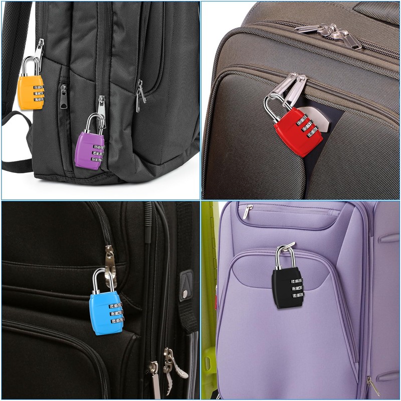 Tenbrachian 8 Pcs Combination Padlocks, Small Padlock for Suitcase Padlocks,