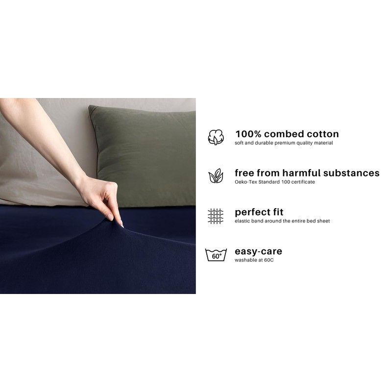 DecoKing Fitted Sheet Super King 100% Combed Cotton Soft Jersey
