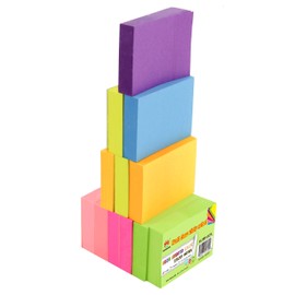 4A Sticky Notes,1 1/2 x 2 Inches,Small Size,The Adhesive On Shorter Side,Neon Assorted,Self-Stick Notes,100 Sheets/Pad,12 Pads/Pack,4A 301x12-N, Neon Assorted-12 Pads