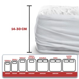 Eve Textile® Waterproof Mattress Protector 90 x 200 cm Mattress Topper Incontinence Pad & Mite Protection, Moisture Protection up to 30 cm Height Box Spring Beds & Beds Machine Washable