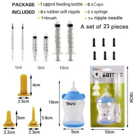 21Pack Newborn Animal Feeder, Puppy, Cat, Kitten,Wildlife Pet Syringe Feeding Kit, Original Nipple with Syringe-s, Feeding Nursing Bottle, Best Suited for Small Mammals Neonates Week Old