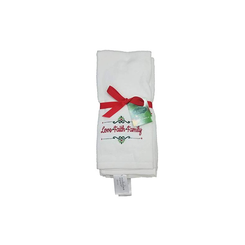 St. Nicholas quadratisches Set mit 2 weihnachtlichen Monogrammed Küchen-Handtücher (Love