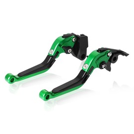Brake & Clutch Lever Set Foldable Extendable Compatible with Z900 NINJA650R ER6F 2017-2020 VERSYS1000 2015-2018,VERSYS1000/VULCANS 650cc 2015-2020,VERSYS650cc 2015-2016,Z650 2016-2020 (Green+Black)