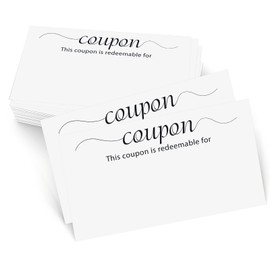 Tomioziey 200 Pieces Blank Coupon Cards White, 3.5in x 2in, Little Make Your Own Gift Certificate, Vouchers for Present, Holiday, Valentines Simple Redeemable For Design, Lots of Space to Write