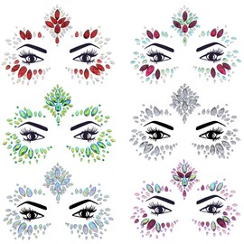 Zac's Alter Ego Pack of 6 Crystal Face Gems/Jewels - Summer Festival Body Art Unicorn Mermaid Bindi Rave Bohemian Party