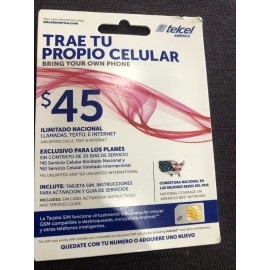 TELCEL AMERICA SIM CARD, UNLIMITED CALLS, NEW