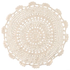 Lace Doilies Handmade Crochet Lace Cotton Placemat Round Lace Tablecloths Vintage Decoration Flower Tablecloth for Home (30cm)