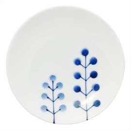 Hama Pottery 385780 Hasami Pottery Wayama Kiln Flowers Small Plate, Approx. 4.1 inches (10.5 cm), Dot Tree Pattern