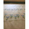 Unbranded Yellow Gingham with Blue and Green Embroidered Flowers Fabric