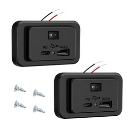 ON OFF Switch 12V USB Outlet for RV Camper QC 3.0 USB PD Car Charger Socket Wall Panel in Boat Marine ATV Bus Truck