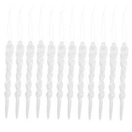 PRETYZOOM 12 Pieces Christmas Tree Icicle Twist Icicle Ornament 13 cm Christmas Tree Hanging Ornament for Wedding Holiday Home Garden Decoration White