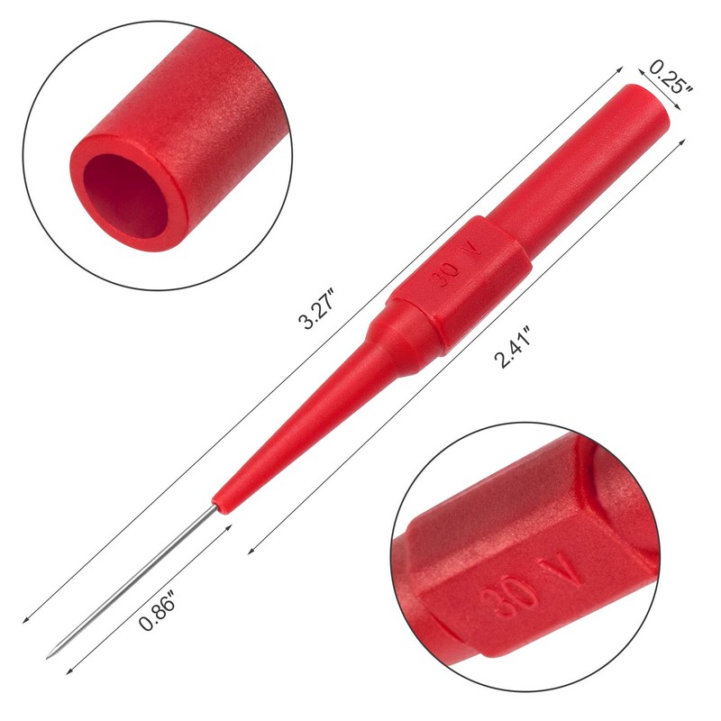 OIIKI 4Pcs 0.7mm Test Probe Pins, Non-Destructive Insulation Wire Piercing