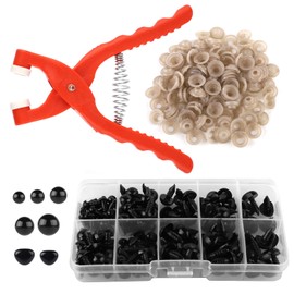 Safety Eye Tool with 135pcs Doll Eyes, Ergonomic Eye Snapper Doll Safety Eye Tool for Amigurumi 5-30mm Crochet & Stuffed Animal Making Supplies DIY Craft