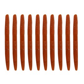 Balifly Senko Worms for Bass Fishing Salted Soft Plastic Baits with Hook Slot for Saltwater Fishing 3.94in FS/RE-04(Brown-10pcs)