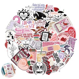 NYGHMY 52 Pcs Reading Doodle Sticker - Cute Bookish Stickers for Kindle, Journal, Scrapbook, Phone, and Luggage | PVC Waterproof Funny Smutty Lover Stickers for Adults, Book Sticker