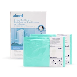 AKORD Janibell 330 Refill Liners 2-Pack for Adult Brief Disposal Pails, Lightly Scented, Stretch-Resistant, Zero-Waste Continuous Liner System