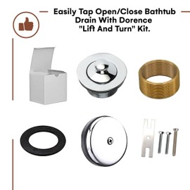 Dorence | Bathtub Drain Kit | Delta Bathtub Drain | All Brass Lift and Turn Easy Installation | Tub Drain Assembly Conversion Kit | Trim Waste and Single Hole Overflow Face Plate (Chrome)