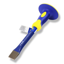 S&R Flat chisel with hand guard, 25 x 300 mm, 40CRV, chisel 52-58 HRC, hand chisel, non-slip ergonomic handle, chisel with extra wide striking surface, hand chisel HRC 52-58 hardened