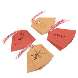 Christmas Luxury Kraft Gift Tags with Cotton String Die-Cut Eco Friendly