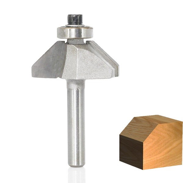 Akylin 45 Degree Chamfer Router Bits with Ball Bearing 1/4"