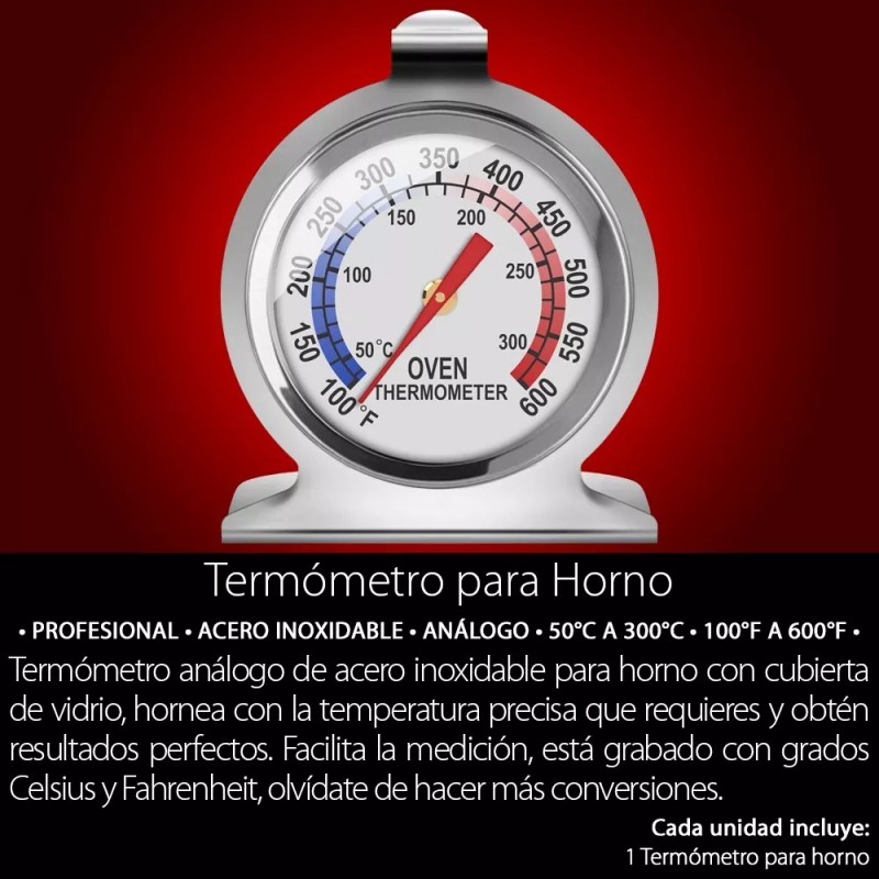 Mercader Digital 2 Pzs Termómetro Horno Acero Inoxidable Cocina Profesional