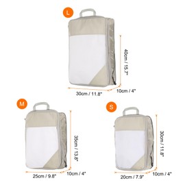 HARFINGTON 3pcs Compression Packing Cube for Suitcases Lightweight Luggage Organizers Bag Travel Essentials Compression Bags for Carry on Suitcases, White