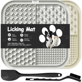 2 PCS Licking Mat for Dogs & Cats with Suction Cups, Dog Slow Feeder Lick Pat for Anxiety Relief, Dog Toys Feeding Mat for Butter Yogurt Peanut, Pets Bathing Grooming Training Mat (7.9''*7.9'')