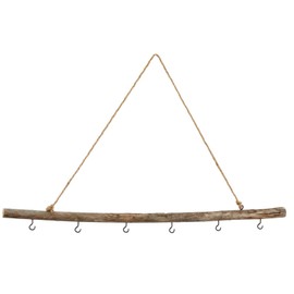 NaDeco Decorative Wooden Pole for Hanging Up with Hooks and Cord in 2 Sizes - Driftwood Hanger, Decorative Branch, Door Hanger, Window Decoration