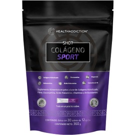 HEALTHADDICTION - Colágeno Sport Efervescente, Sabor Frambuesa, 30 Sobres de 12g, con Colágeno Hidrolizado, Glucosamina y Vitaminas para Fortalecimiento Muscular y Articular