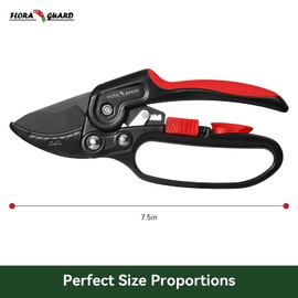 FLORA GUARD 8" Professional Ratchet Anvil Secateurs, Ratcheting Mechanism, Reinforced Design Handle, Gardening Secateurs, Anvil Garden Pruner