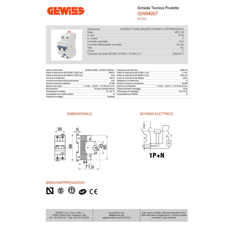 Gewiss GW94007 GW94007 Automatic Fuses ABB Circuit Breaker, Differential